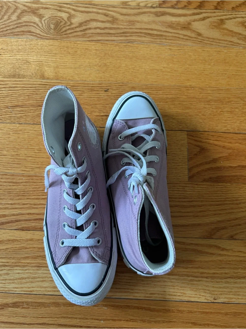 Converse Kids Lavender High-Top Sneakers with Floral Patch